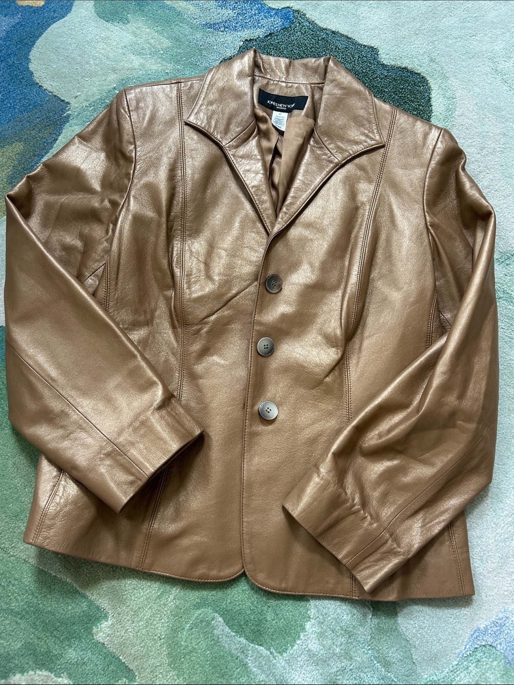 Jones New York Women’s Pearlized Copper Leather Jacket 0X